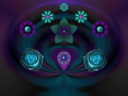 Aqua and Purple - abstract, eye candy, collage, 3d, fractal