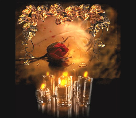 Gold en Rose - sexy, roses, hot, candles, light, flowers, gold