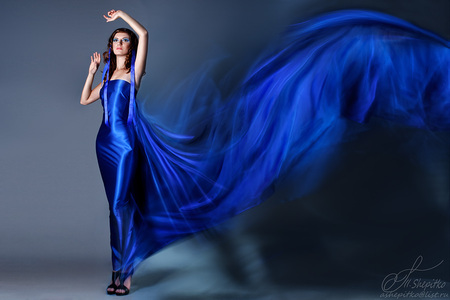 Rapsody in  blue - nice, woman, models, art photo, blue, dress