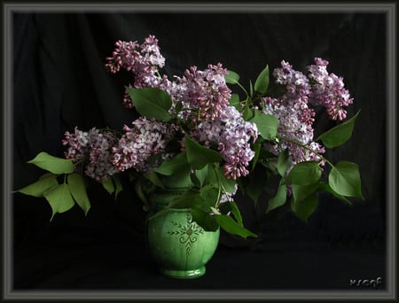 green vase - nice, art photo, green, flowers, still life, vase