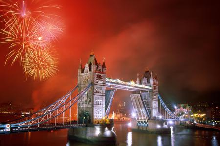 TOWER BRIDGE AT NIGHT - london, scenic, tower bridge, night, fireworks, bridge