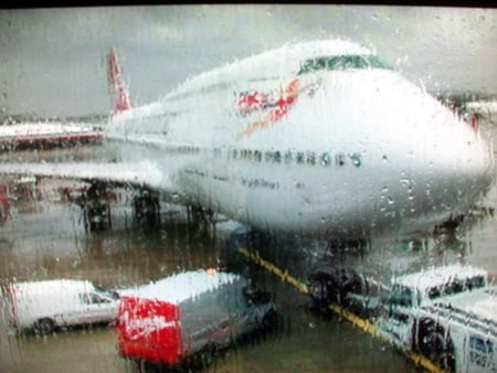 in the rain - air, plane, rain, jet