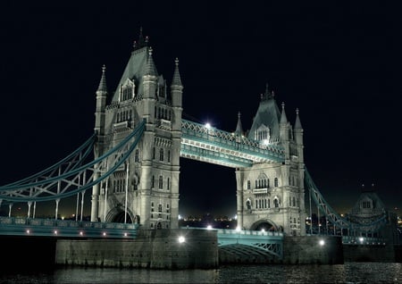 Digital Night - tower bridge, amazing, digital art, architecture, fantasy, cg