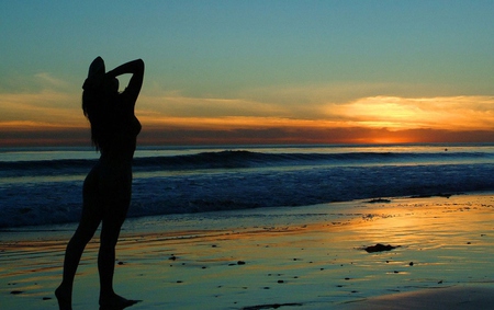 Love painful - woman, sunset, sea, sad