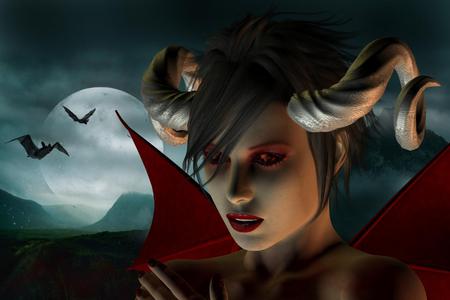 Demon - fantasy, 3d, red, demon