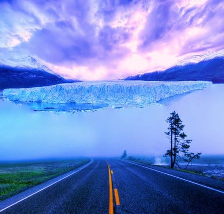 road & sky - sky, nature, road, ice