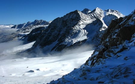 Ghiacciaio - mountains, alpine, beautiful, windy, glacier, blue, sky, clouds, low, nature, snow