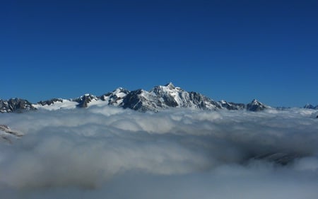 The Italian Alps - clouds, shrouded, nature, blue, beaitiful, mountains, valley, sky