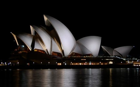 Sidney at Night - house, beautiful, night, reflection, architecture, modern, lights, opera, bay