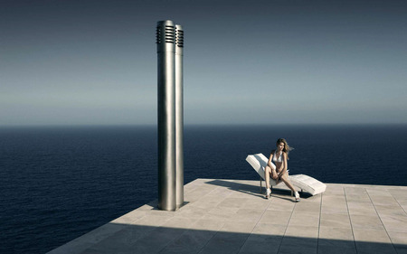 On the Edge of the Earth  - platform, people, beautiful, bikini, model, ocean, sky