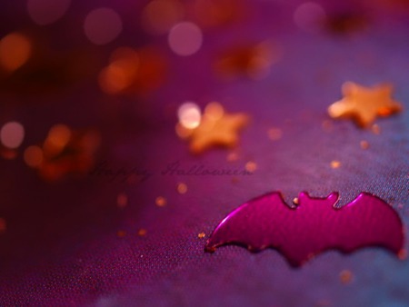 Twilight Flight - halloween, autumn, purple, holidays, fall, stars, bat