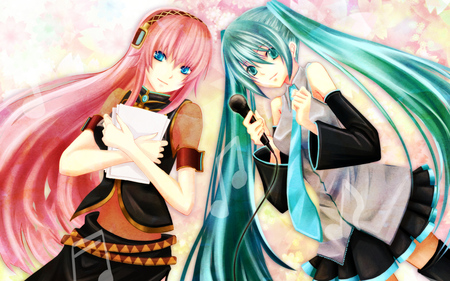 Luka & Miku - luka, miku, headphones, vocaloid