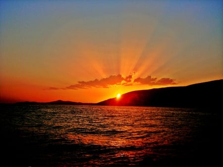 Sundown in Croatia - sky, croatia, split, romatic, sunset, sea