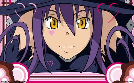 Blair - beauty, hot, anime girl, purple, hearts, anime, cute, blair, yellow eyes, love, sexy, girl, long hair, purple hair, soul eater, catgirl, witch, beautiful, pink, smile