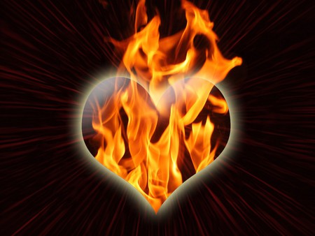 Burning Heart - burning, abstract, black, heart