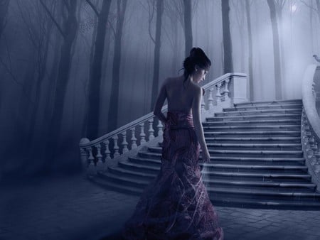 Without You - stairs, woman, without, you, fantasy