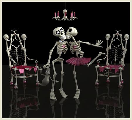 Valentine Day - squelette, 3d, funny, valentine