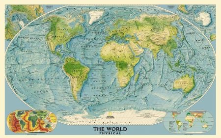 THE WORLD PHYSICAL - ocean, continents, physical, world