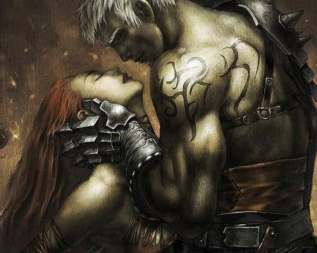 Love between war - romance, lover, kiss, warrior