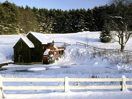 Log Cabin - winter, cabin, snowy, landscape, beauty, forest, nature, tranquility, seasons, peaceful, woods