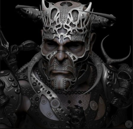 Warrior - skull, armour, fantasy, horns, character