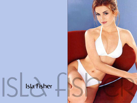 Isla Fisher - red hair, nice eyes, smile, female, white bikini, sexy, actress