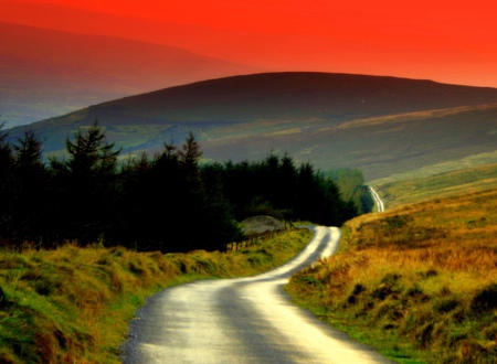 Road of Ireland - colorful, sunset, white, amazing, cool, ireland, wallpaper, nature, maroon, beautiful, photoshop, sunrise, europe, nice, photography, roads, black, path, via, brown, multicolor, green, orange, architecture, desktop, fullscreen, background, red, blue, colors, awesome, photo, gray, natural