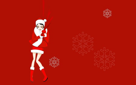 Christmas Girl - red, cartoon, anime, girl, christmas