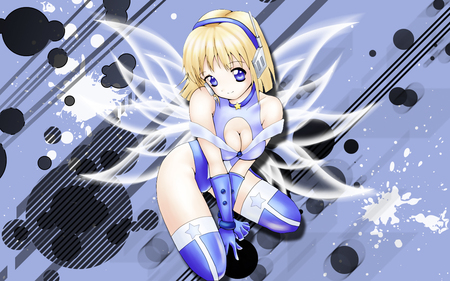 Anime Angel - pretty, cute, beauty, beautiful, hot, anime girl, wings, blonde hair, sexy, blue eyes, angel