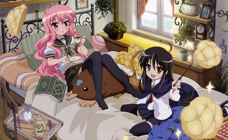 Louise & Shana - louise, magic, pink hair, bread, shana, cute