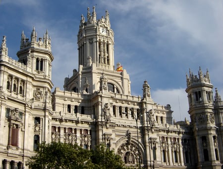 commonication place - sky, archiyecture, blue, clouds, buildings, palace