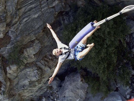 Bungee Jumping - woman, nature, bungee jumping, canyon