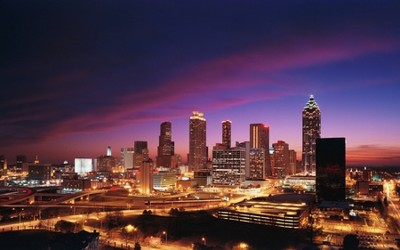 Atlanta at Dusk - sky, skyline, clouds, architecture, twilight, colors, lights