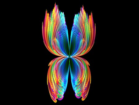 Beautiful Fractal Butterfly - butterfly, color, 3d, fractal