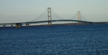 Mackinac Bridge - michigan, michigan lake, nature, mackinac bridge