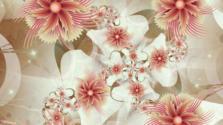 Ambience Of Flowers - fractal, flowers, petals, pink