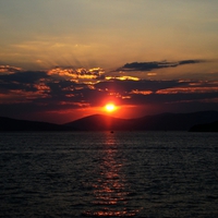 fishing at sunset