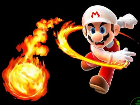 super fire attack - mario, video games, nintendo, super, fire, jump