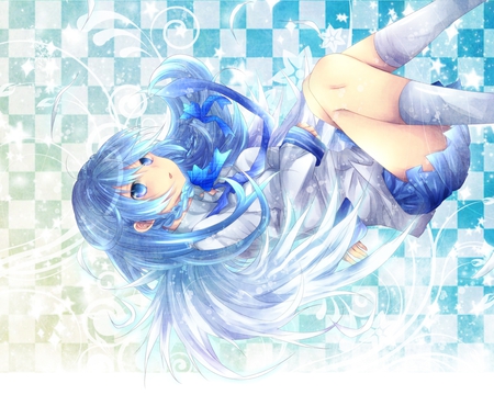 Cute Anime Girl - pretty, cute, aqua, beauty, beautiful, hot, anime girl, blue, school girl, sexy, blue eyes, blue hair