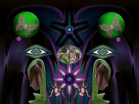 Lady Slippers - eye candy, collage, 3d, fractal, abstract