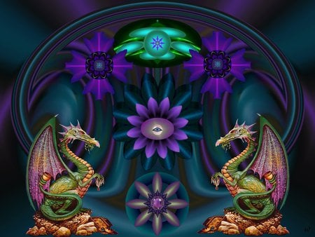 Dragons Gem - abstract, eye candy, collage, 3d, fractal