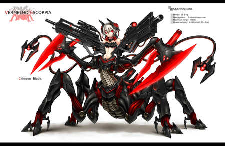 gia - anime, guns, red, mecha