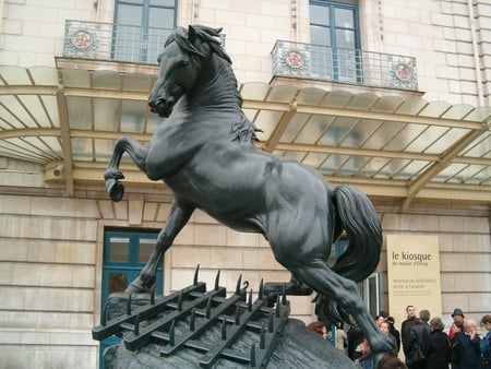 Chevalier a la herse - paris, horses, pierre louis rouillard, chevalier a la herse, france, sculpture