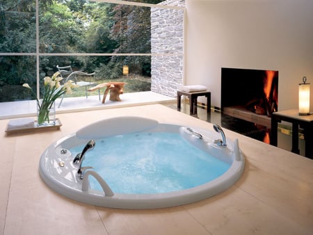 Bath with a View - spa tub, houses, architecture, bath room