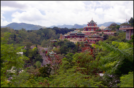 Taoist Temple - nice, sky, trees, arhitecture, places, asian, clouds, island, oriental