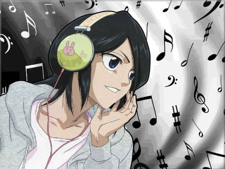 Rukia - Music to my ears - rukia kuchiki, bleach, rukia, headphones, cute