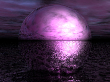 PURPLE NIGHT - clouds, purple, planet, night, ocean, reflection, sky