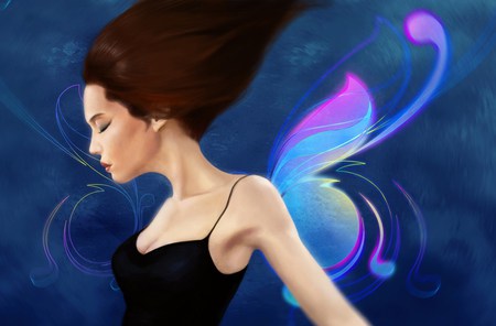 Butterfly - woman, art, butterfly, motion