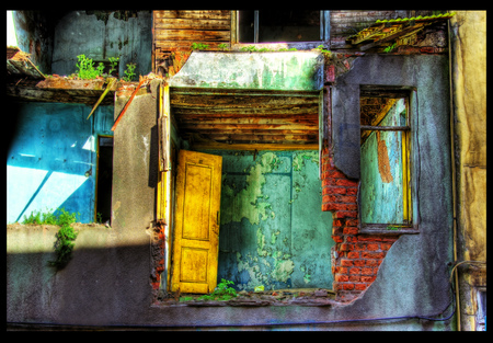 Nuovomondo - construction, lucisart, turkiye, industrial, photomatix, istanbul, turkey, yellow door, photoshop, hdr, balat