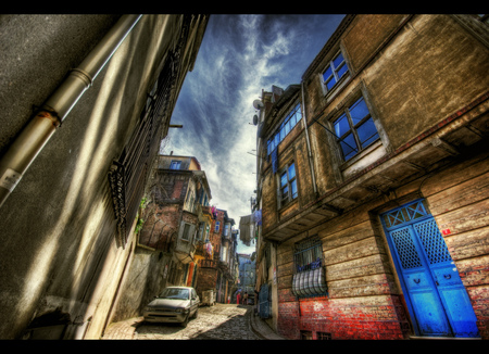 The Blue Door HDR - turkiye, balat, fener, photoshop, orton effect, architecture, istanbul, turkey, cityscapes, lucisart, eminonu, photomatix, hdr